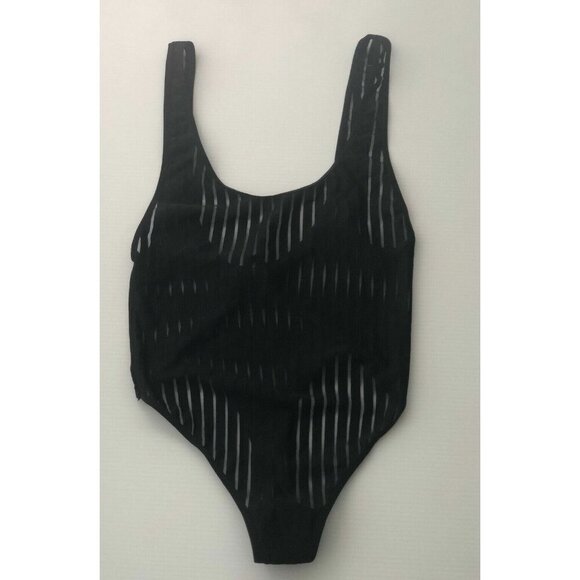 Nasty Gal Women’s Black Striped Sheer to Your Heart Bodysuit Size S Sexy Stretch - Picture 3 of 9